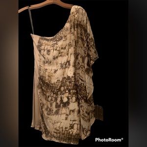 Bebe 100% Silk one shoulder snake print Mini dress
